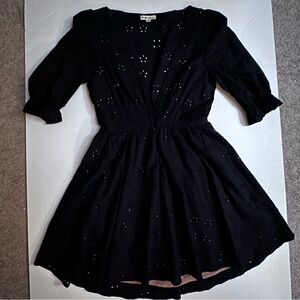 For Love and Lemons Eyelet black floral mini dress size Small